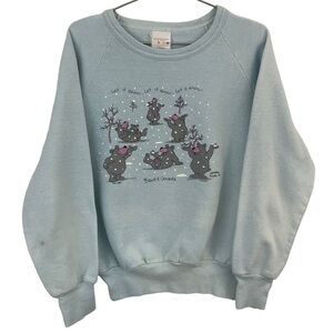 Vintage Banff Canada Sweatshirt Youth M Blue Snow Bears Cartoon Canada Cute